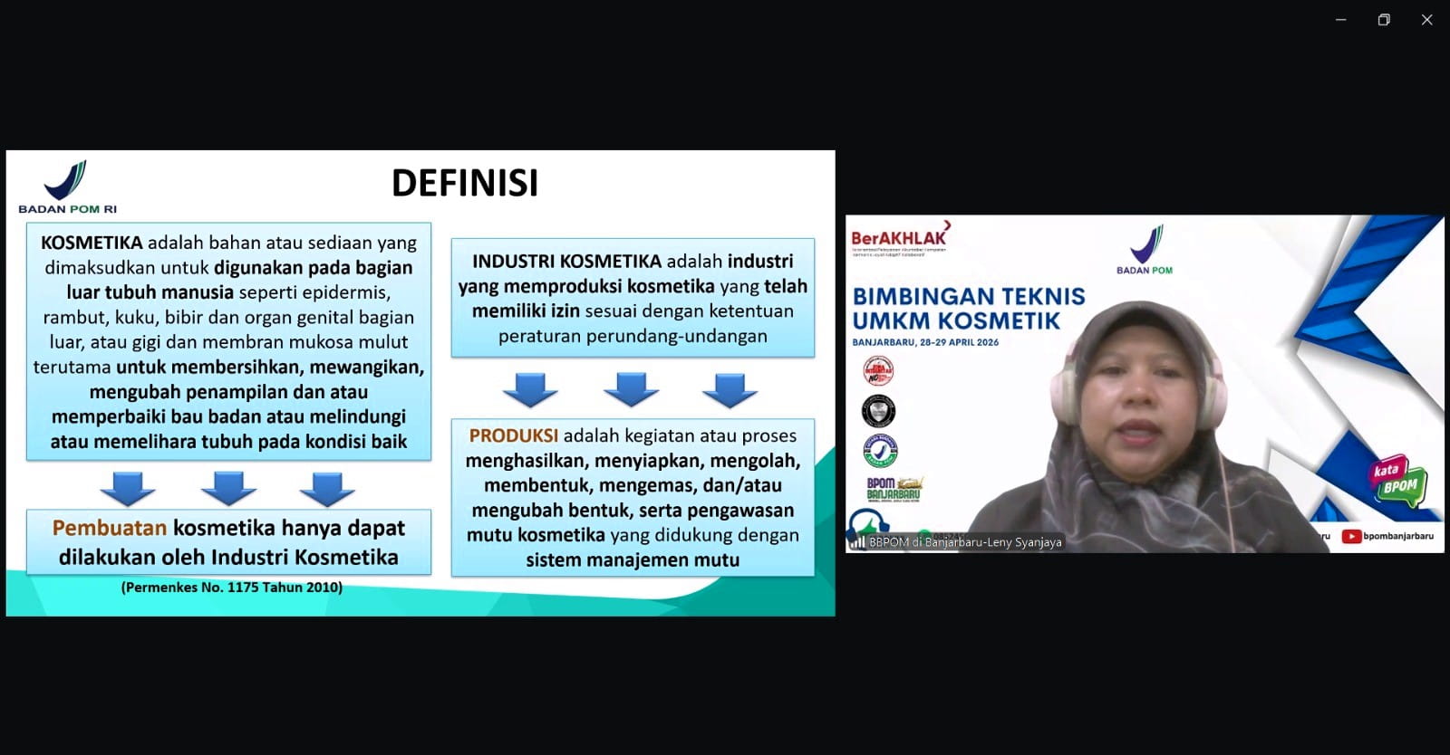 Bimbingan Teknis Umkm Kosmetik Banjarbaru via Zoom Meeting Leny Syanjaya
