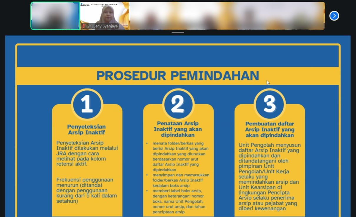 Pelatihan Pengelolaan Arsip Dinamis Angkatan VII 2026 Hari ketiga Leny Syanjaya